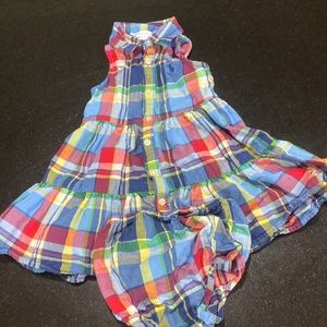 Size 9 mo- Ralph Lauren Plaid Baby Dress with Bloomers